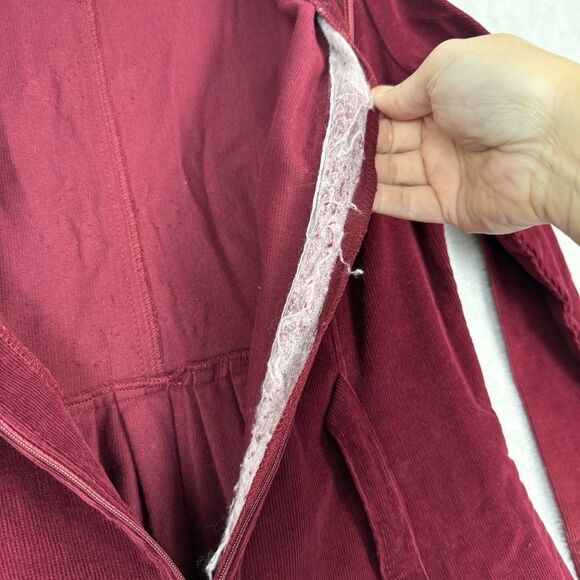 Vtg 90s Corduroy Shirt Dress 2 Petite Burgundy Pockets Modest Maxi Cottage Boho - Picture 9 of 16